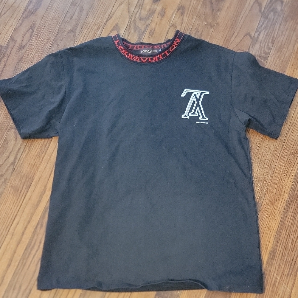 Louis Vuitton Black Tee with Red Accents